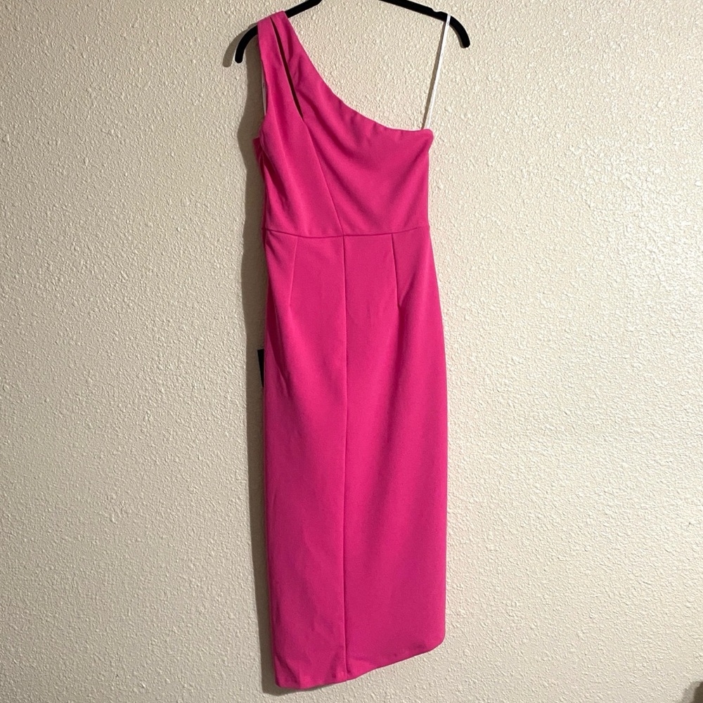 NWT Lulus Hot Pink So Flirty one Shoulder Cutout Asymmetrical Dress Size S - Picture 8 of 14